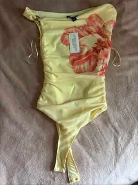 Steven Alan Yellow One-Piece with Pink Floral Accent
